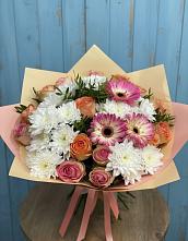 Букет цветов из:  Розы, Герберы и Хризантемы #REPLACE_PRED# Алтайском