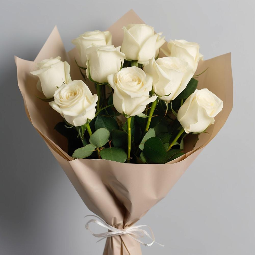 Букет 9 Белых роз Эдлесс Лав в Алтайском