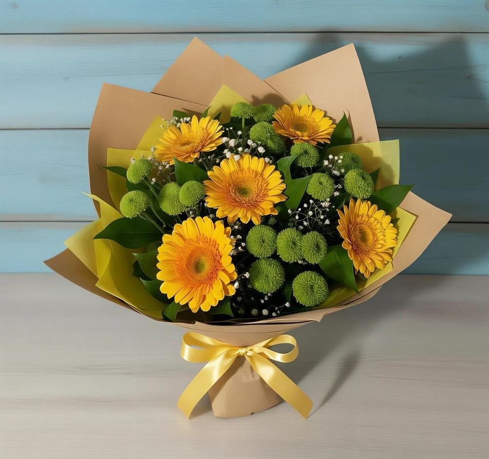 Букет цветов из: Герберы и Хризантемы в Алтайском
