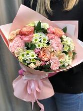 Букет нежные объятья в Алтайском Букет цветов из: Гвоздики, Розы и Хризантемы в Алтайском