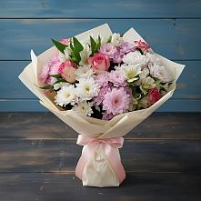 Букет цветов из:  Хризантемы, Альстромерии и Розы в Алтайском