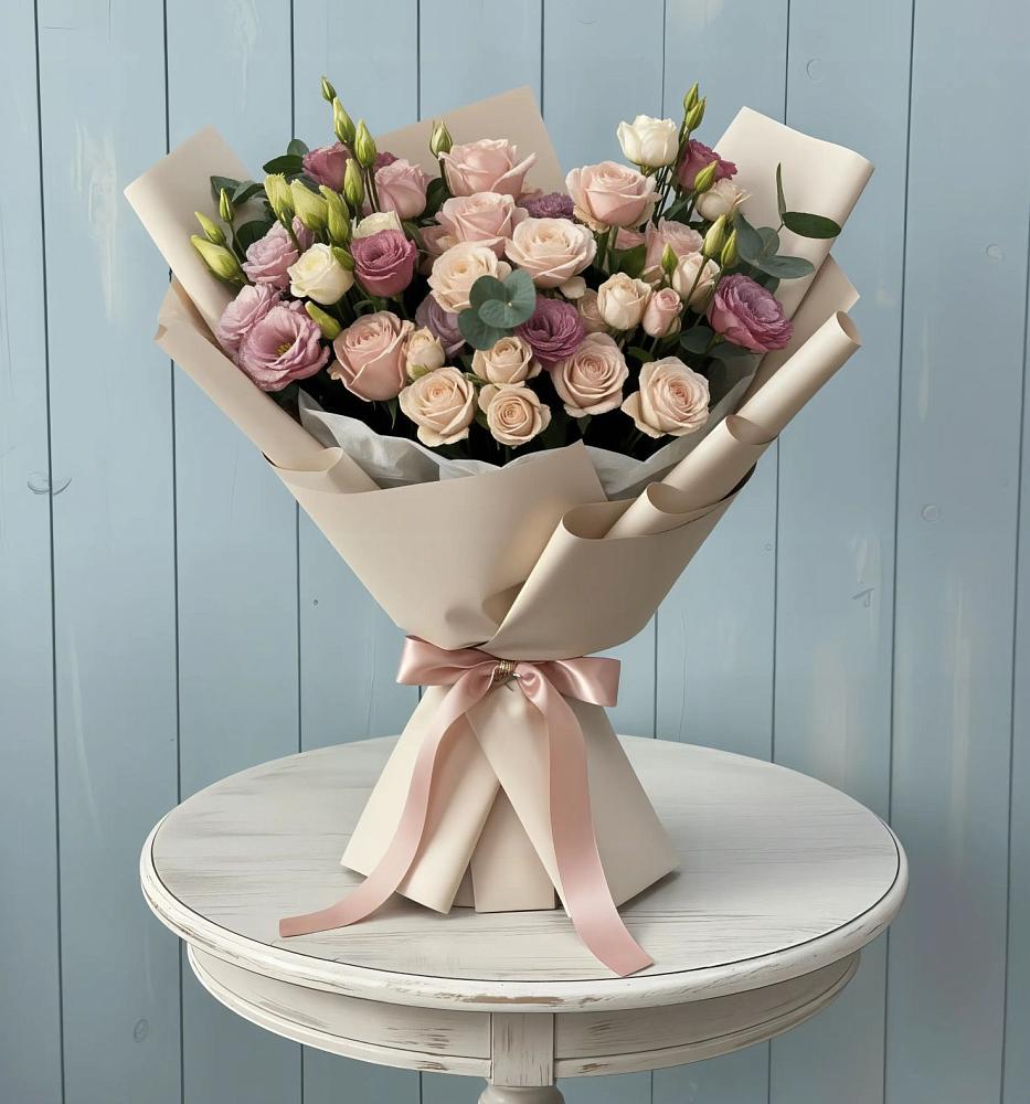 Букет цветов из: Розы и Лизиантусы в Алтайском