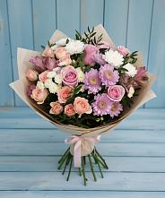 Букет цветов из:  Хризантемы, Розы и Альстромерии #REPLACE_PRED# Алтайском