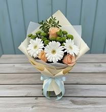 Букет цветов из:  Герберы, Розы и Хризантемы #REPLACE_PRED# Алтайском