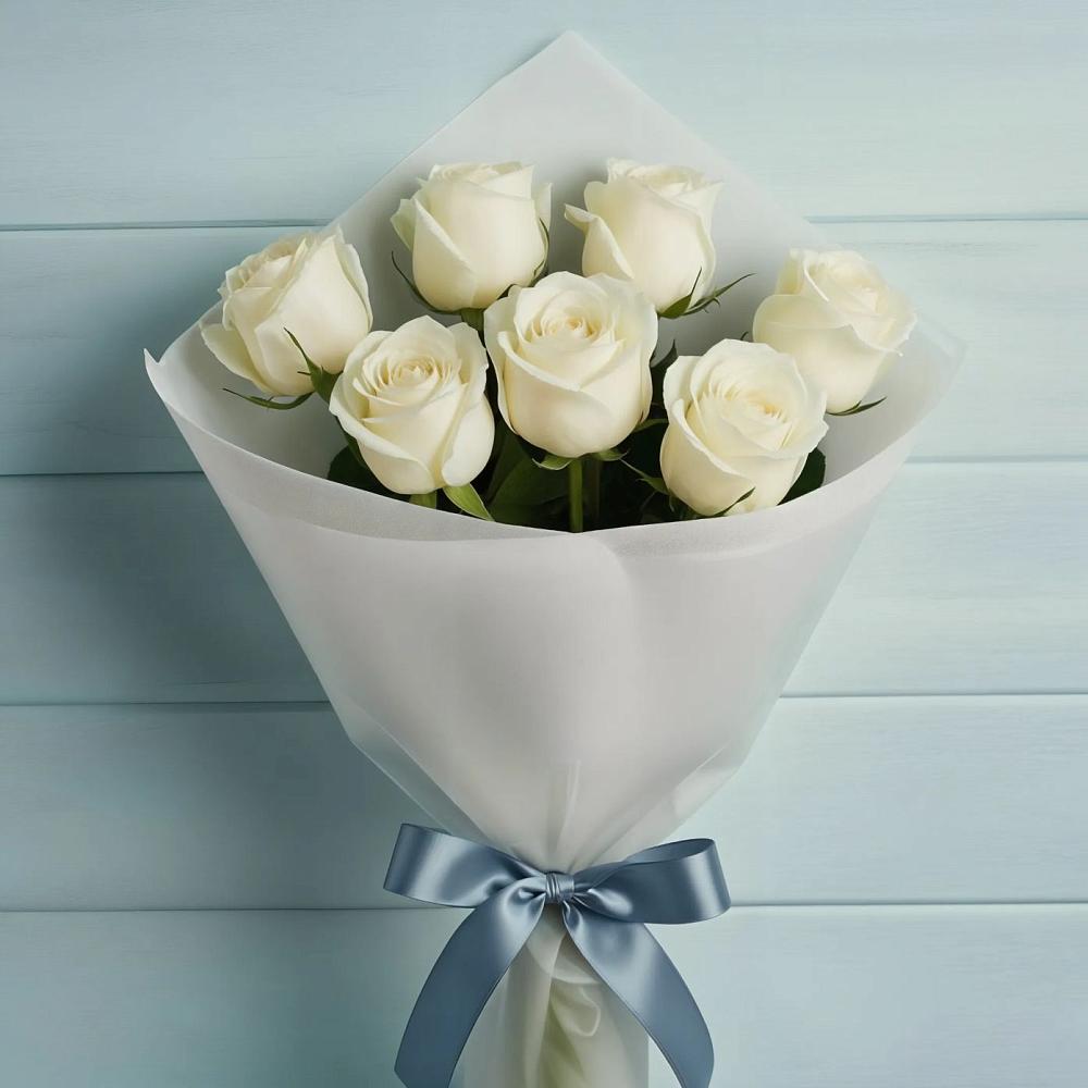 Букет 7 Белых роз Эдлесс Лав в Алтайском